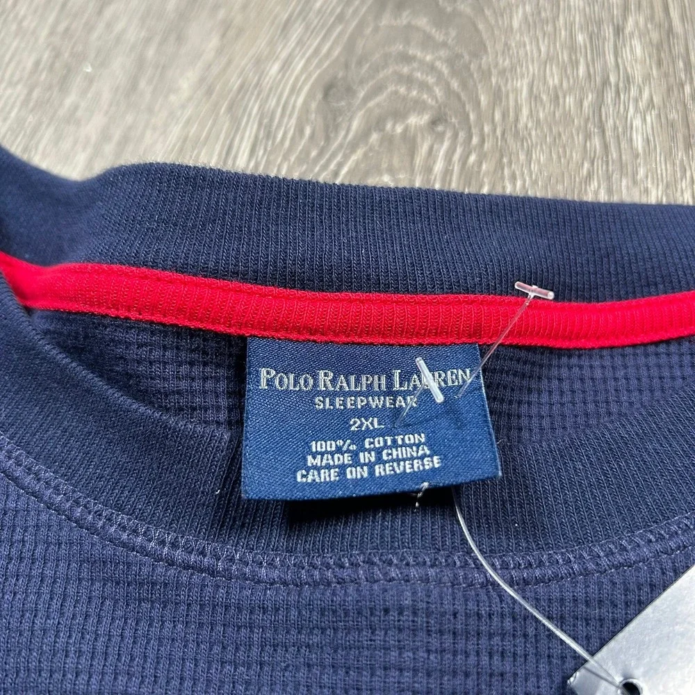 Polo Ralph Lauren Sleepwear 2XL Blue Waffle Knit Thermal Long Sleeve Shirt New